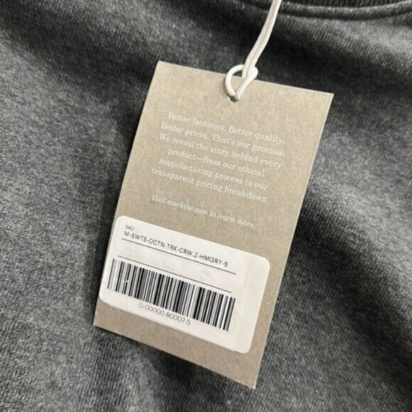 NWT Everlane Men's Gray The Track Crewneck Sweatshirt Size Small - Picture 5 of 8